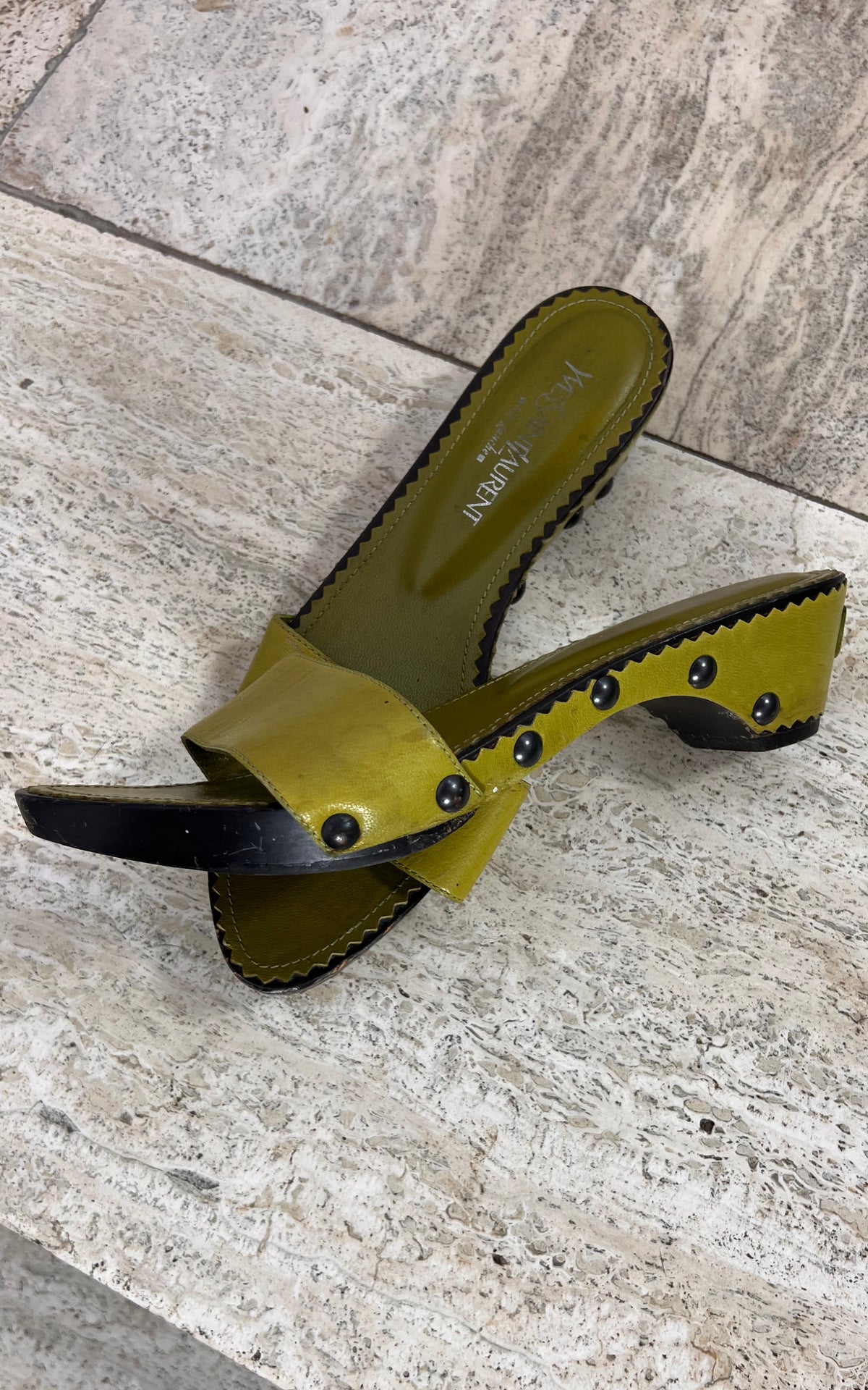 Vintage Yves Saint Laurent Rive Gauche Studded Leather Mules 37