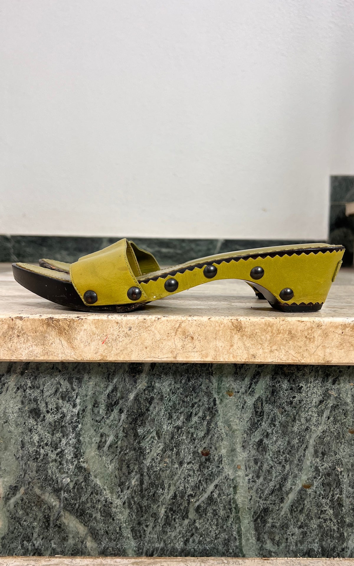 Vintage Yves Saint Laurent Rive Gauche Studded Leather Mules 37