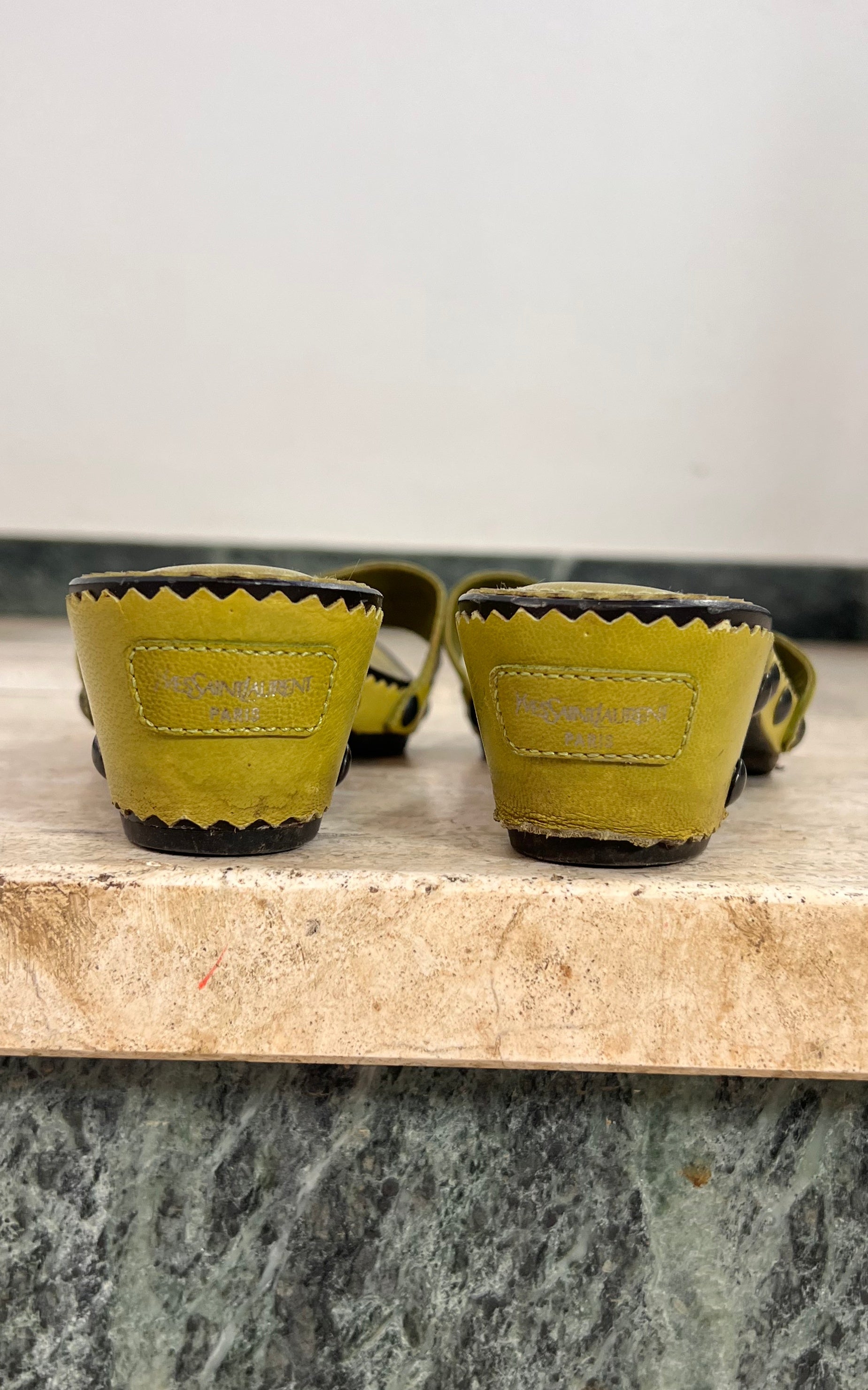 Vintage Yves Saint Laurent Rive Gauche Studded Leather Mules 37