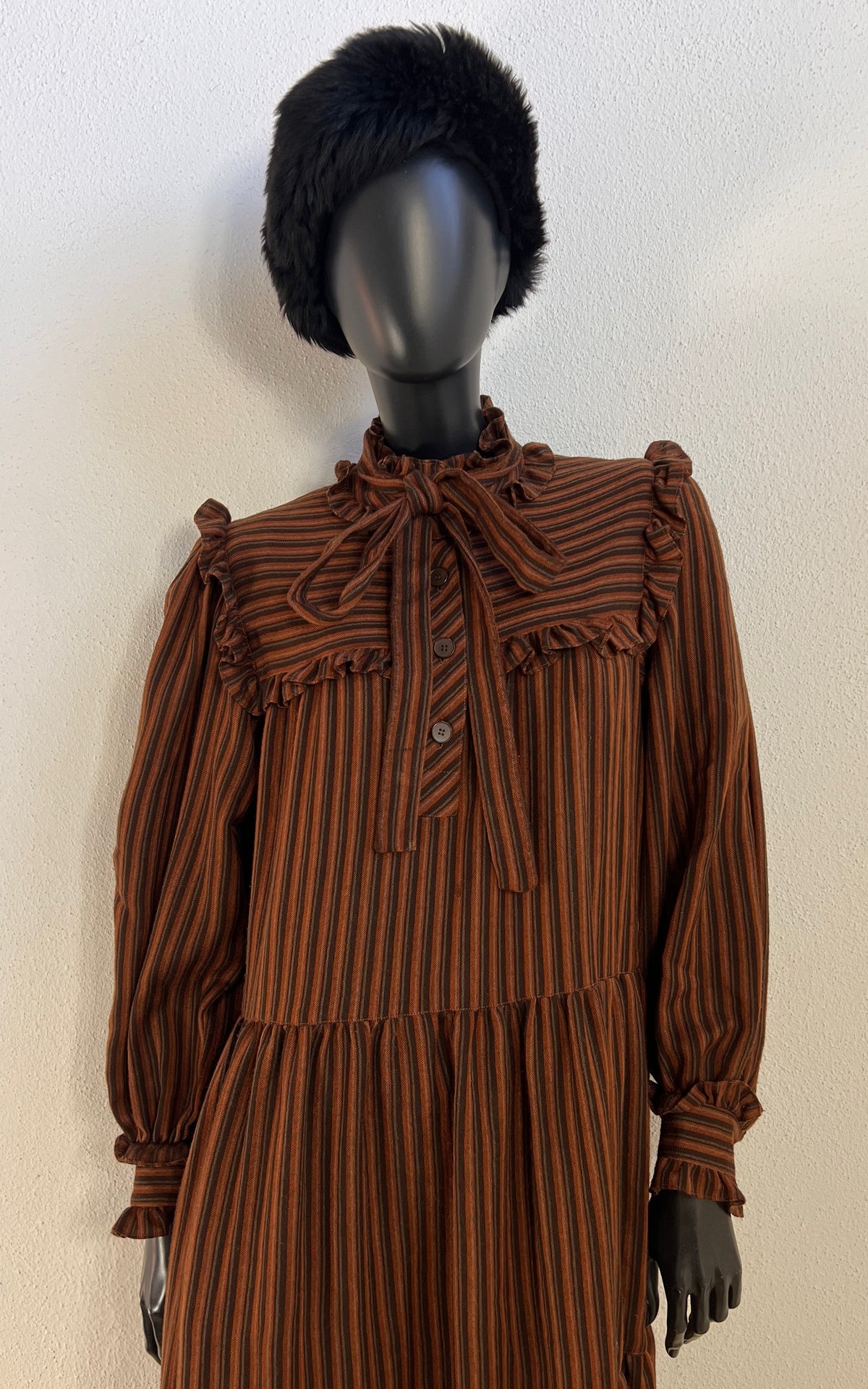 Vintage 1970s Yves Saint Laurent Rive Gauche Striped Prairie Dress
