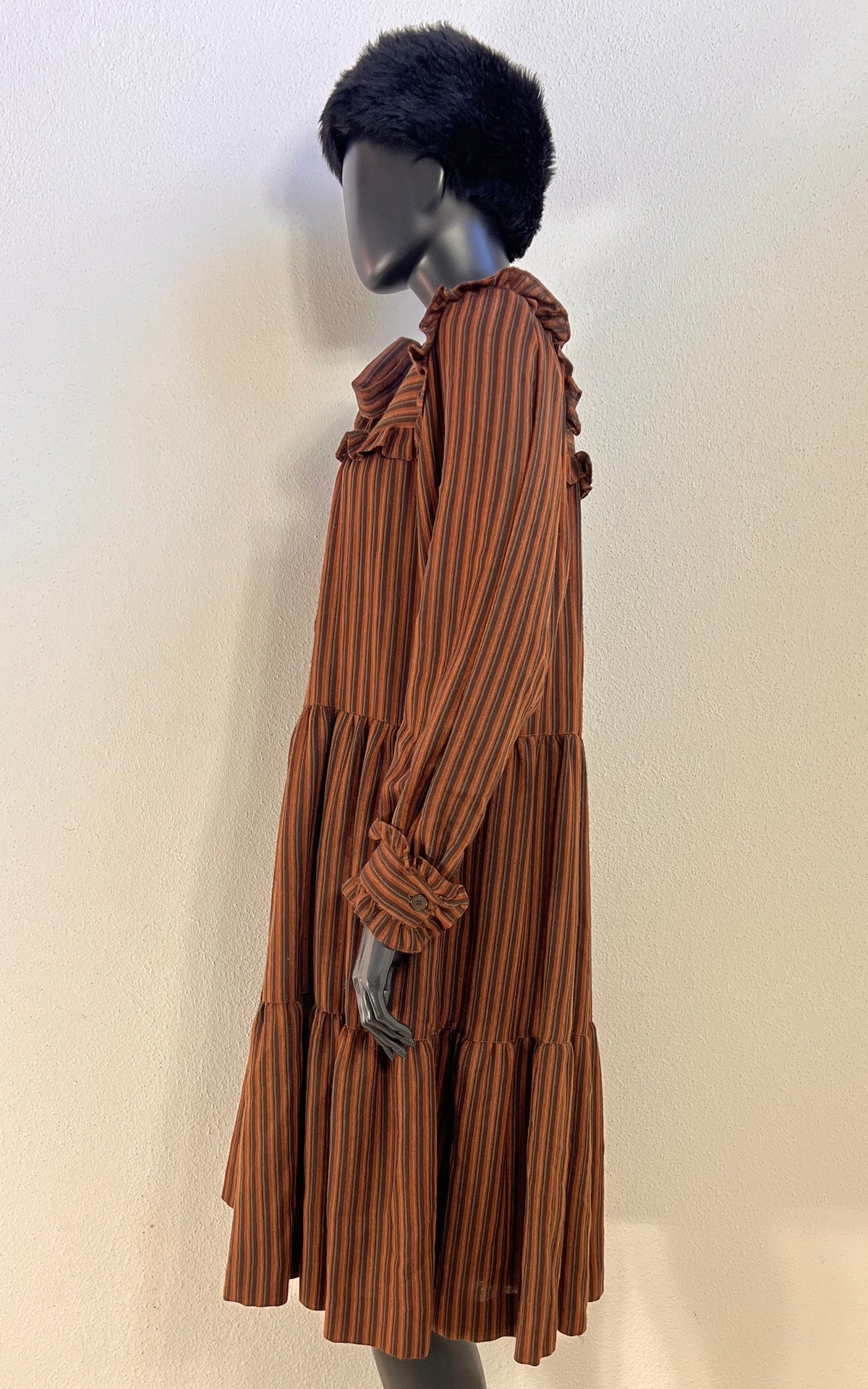 Vintage 1970s Yves Saint Laurent Rive Gauche Striped Prairie Dress