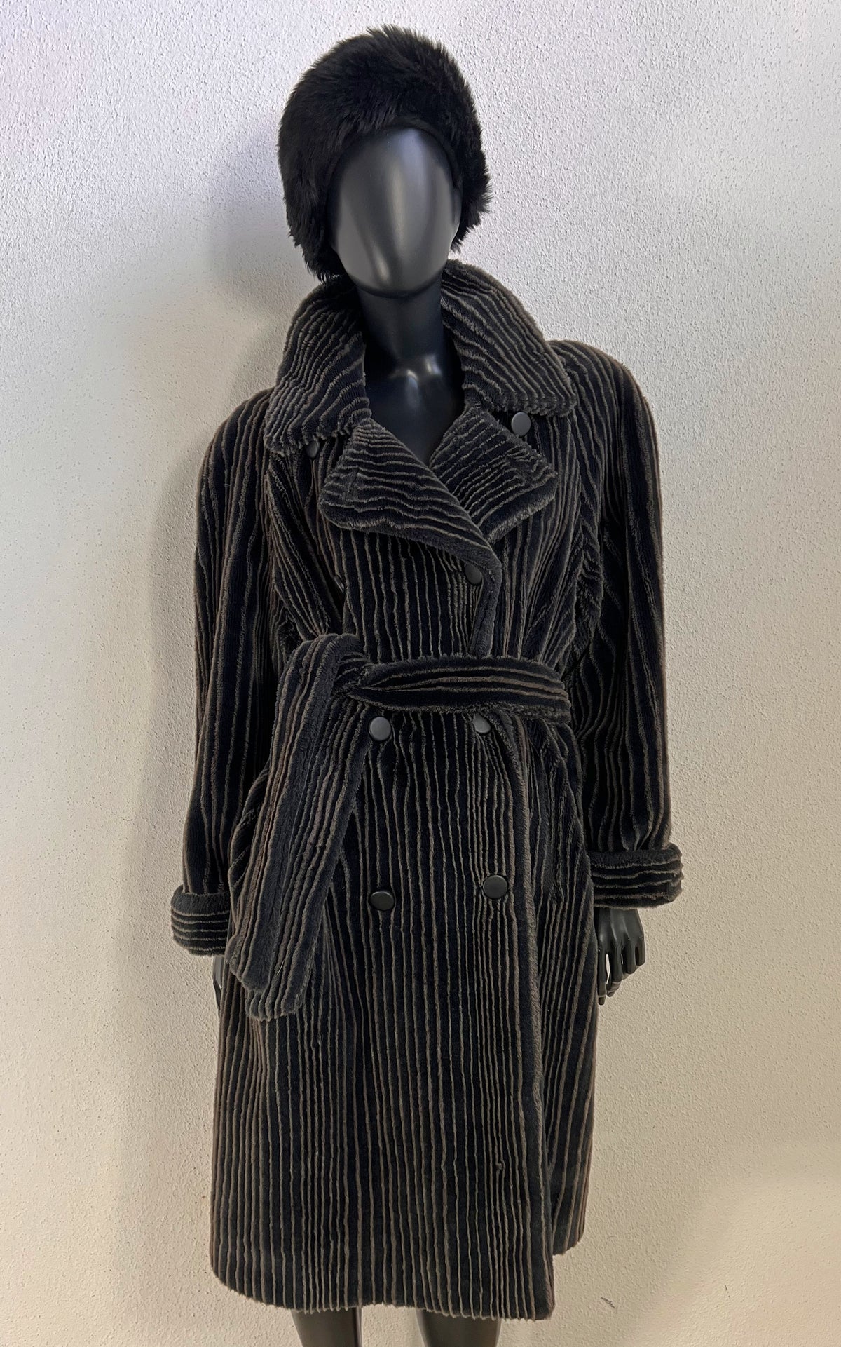 Vintage Michel Alexis Paris Ribbed Faux Fur Coat