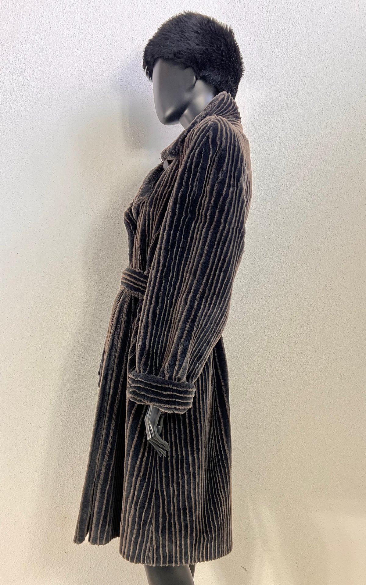 Vintage Michel Alexis Paris Ribbed Faux Fur Coat