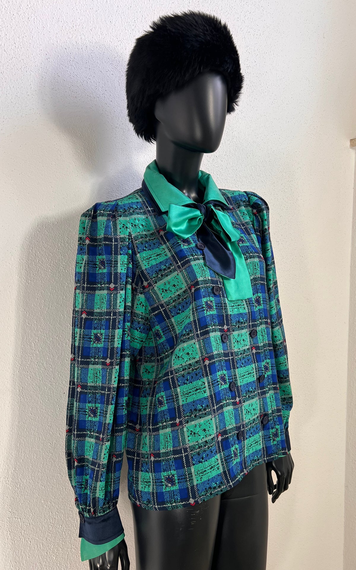 Vintage 1980s Werner Graumann Silk Blouse with Bow Collar