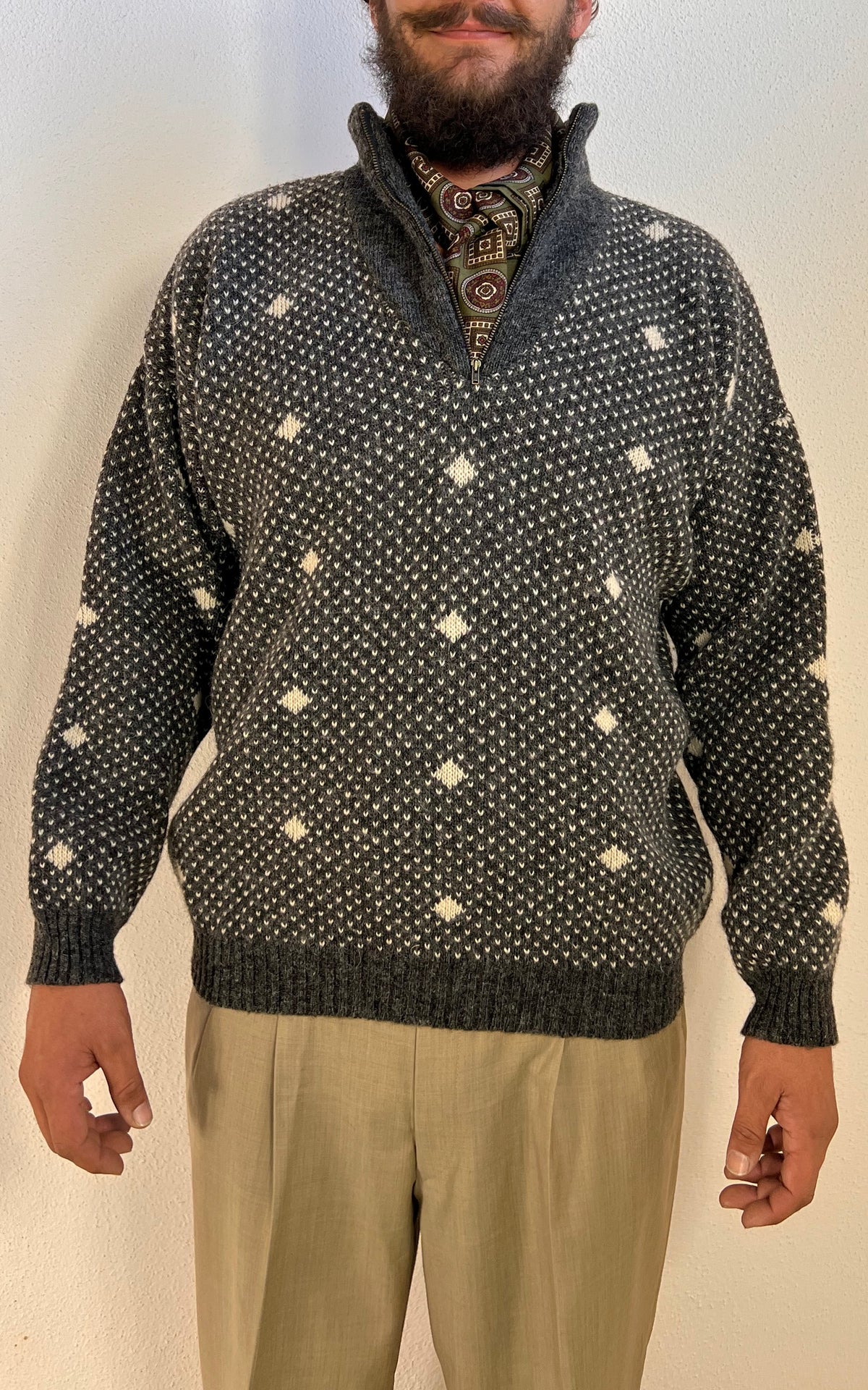 Vintage MENS People Knitwear Nordic Wool Half-Zip Sweater – Made in Denmark