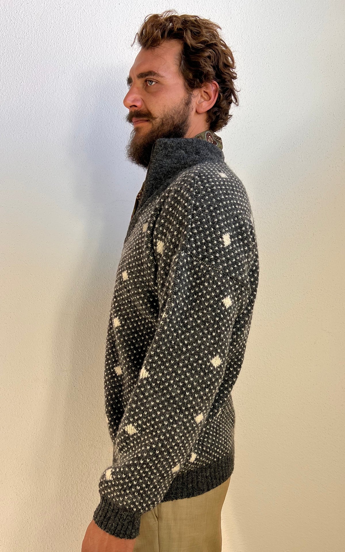 Vintage MENS People Knitwear Nordic Wool Half-Zip Sweater – Made in Denmark