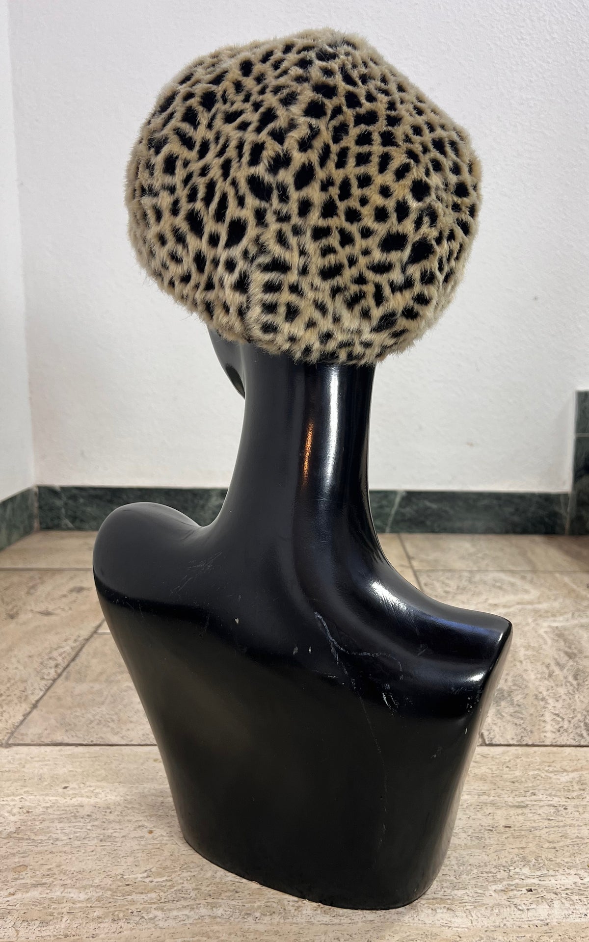 Leopard Print Faux Fur Baker Boy Hat