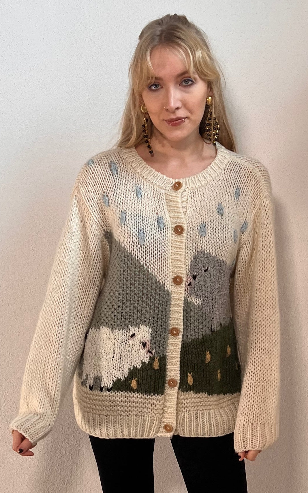 Cardigan vintage fatto a mano in pecora