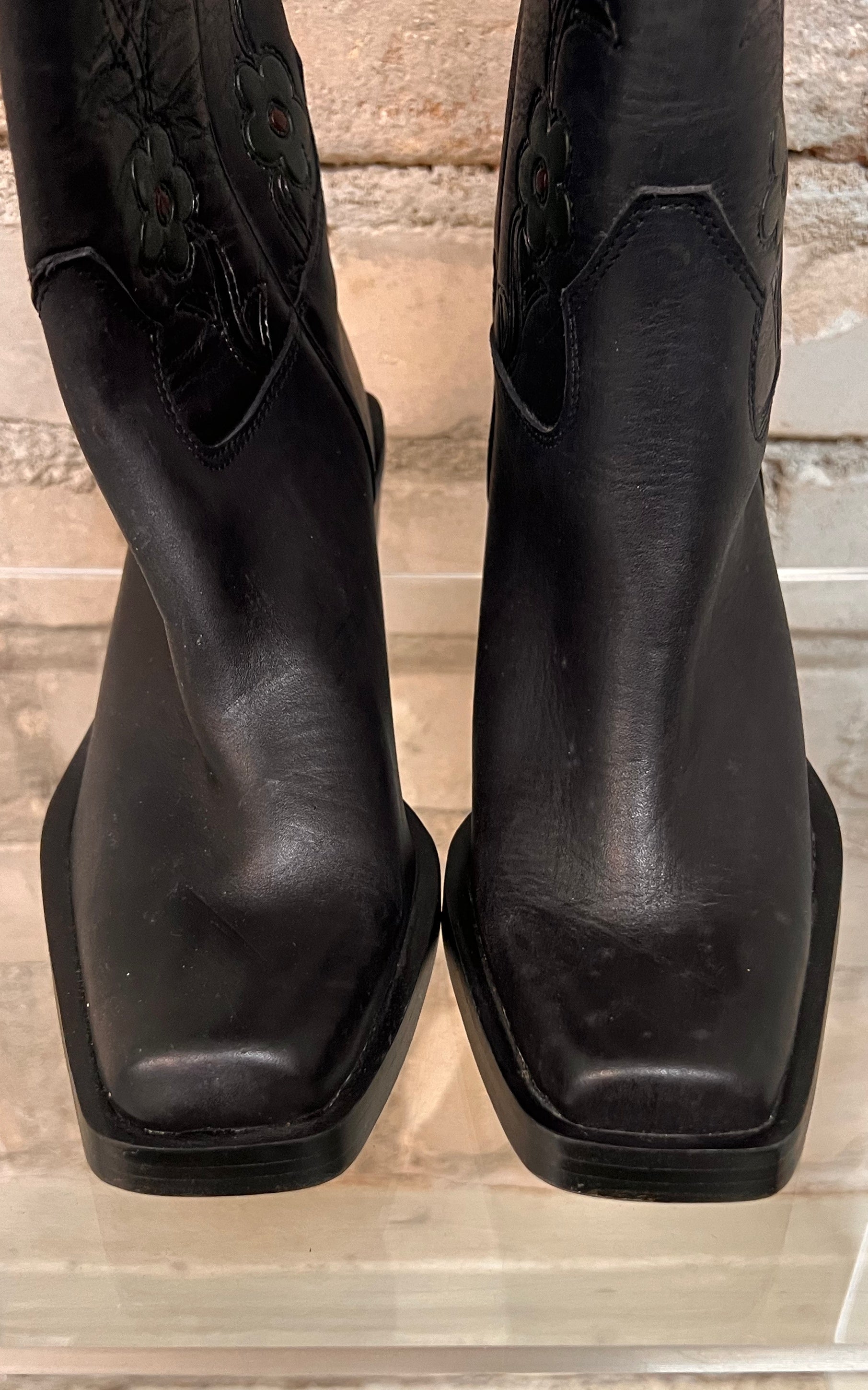 Stivali da cowboy vintage con fiori 36